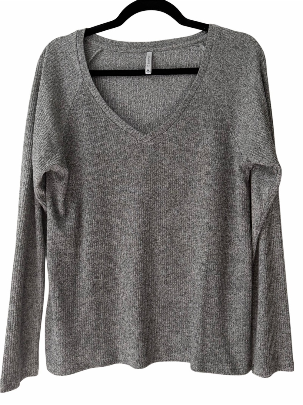Z Supply Cozy V-Neck Ribbed Knit Sweater — Gray